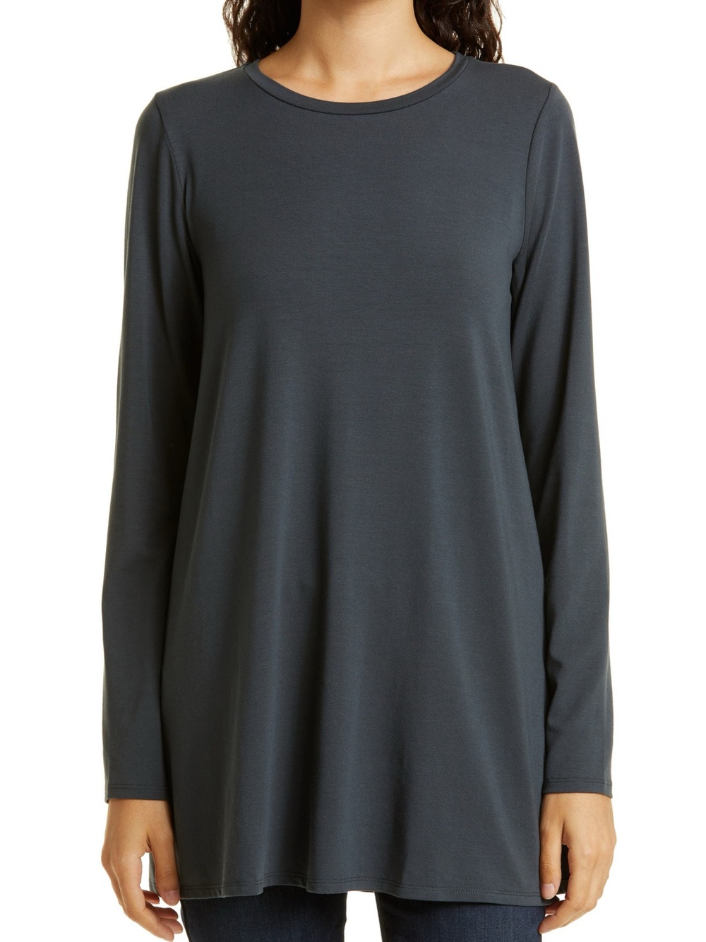 NWT $138 Eileen Fisher Graphite Tencel Lyocell Crew Neck Tunic XL